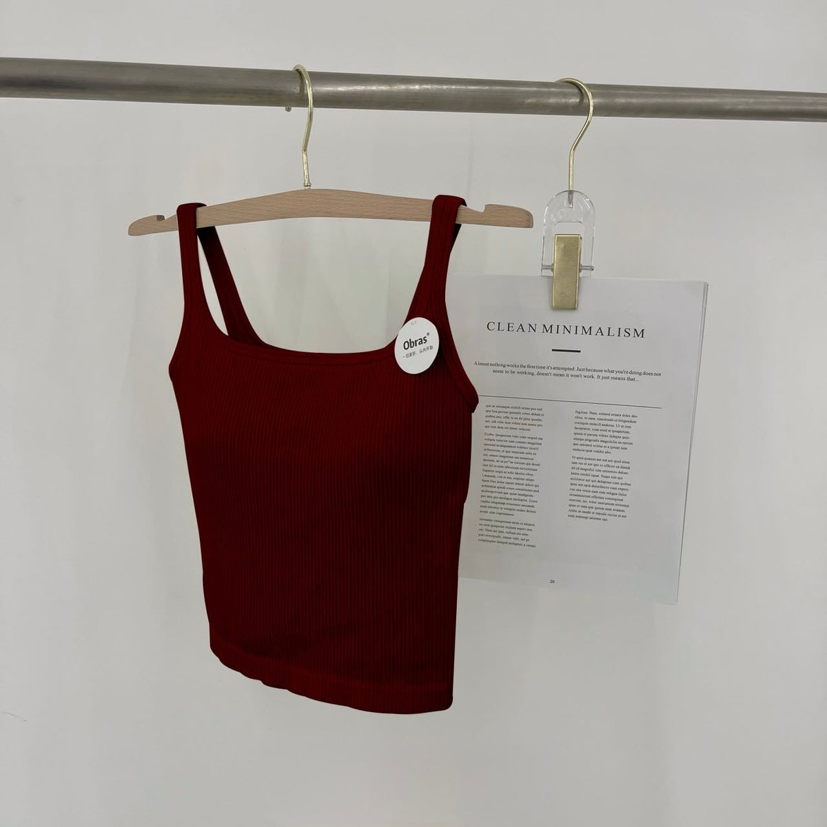 INS53 Ribbed Racerback Tank – Built-in Bra, One Size Fits Most