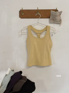 Ribbed Cotton Viscose Blend Fall Tank KW6611 | Wide Strap Vest with Built-In Bra Pad