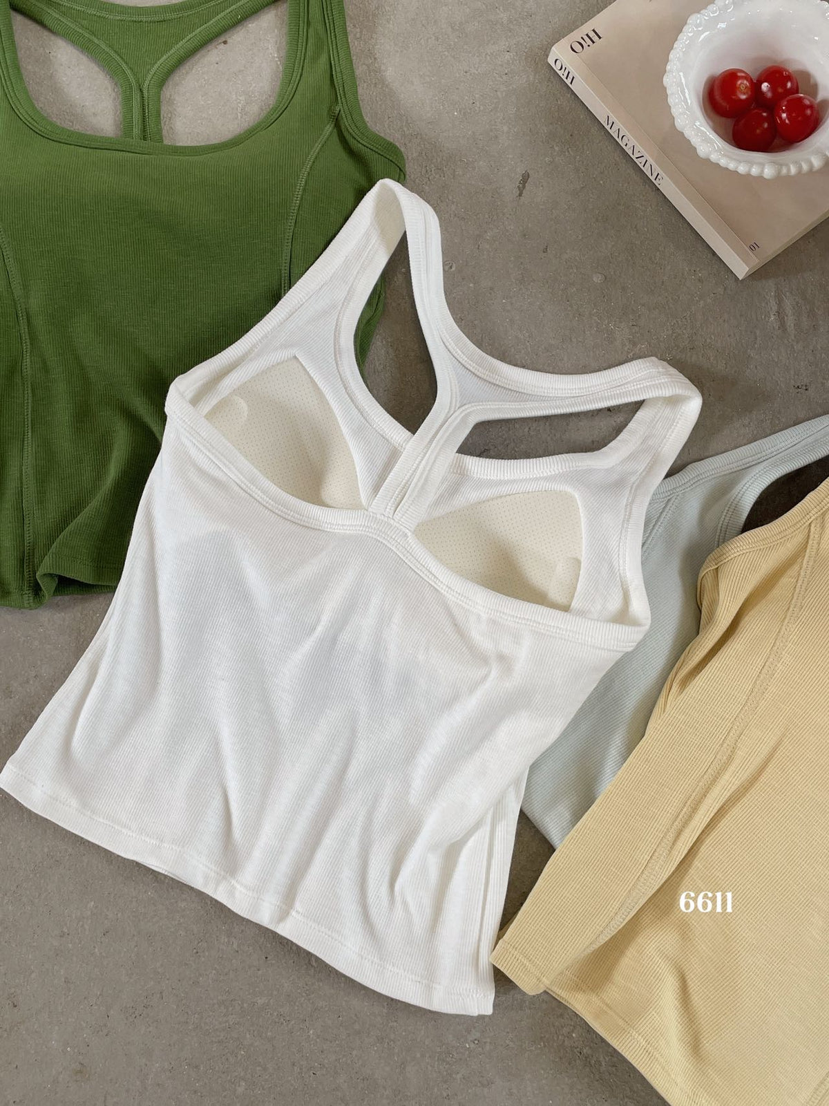 Ribbed Cotton Viscose Blend Fall Tank KW6611 | Wide Strap Vest with Built-In Bra Pad