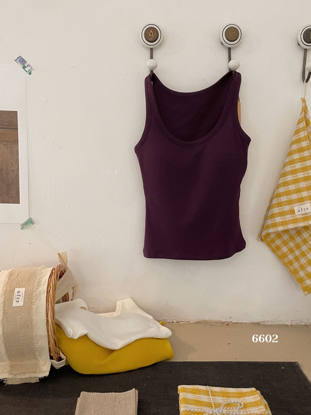 Ribbed Viscose Cotton Blend Fall Tank KW6602 | Wide Strap Vest with Built-In Bra Pad