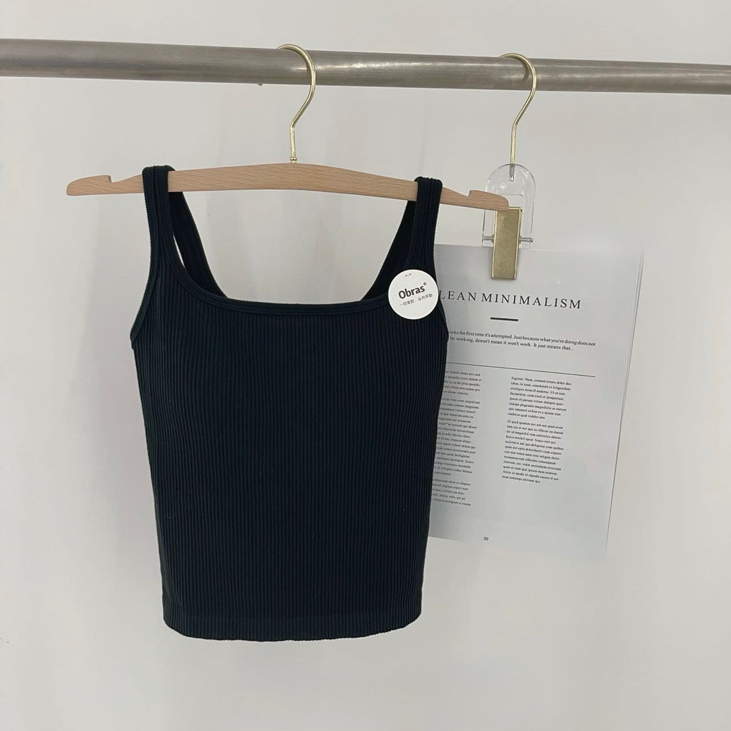 INS53 Ribbed Racerback Tank – Built-in Bra, One Size Fits Most