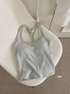Ribbed Cotton Viscose Blend Fall Tank KW6611 | Wide Strap Vest with Built-In Bra Pad
