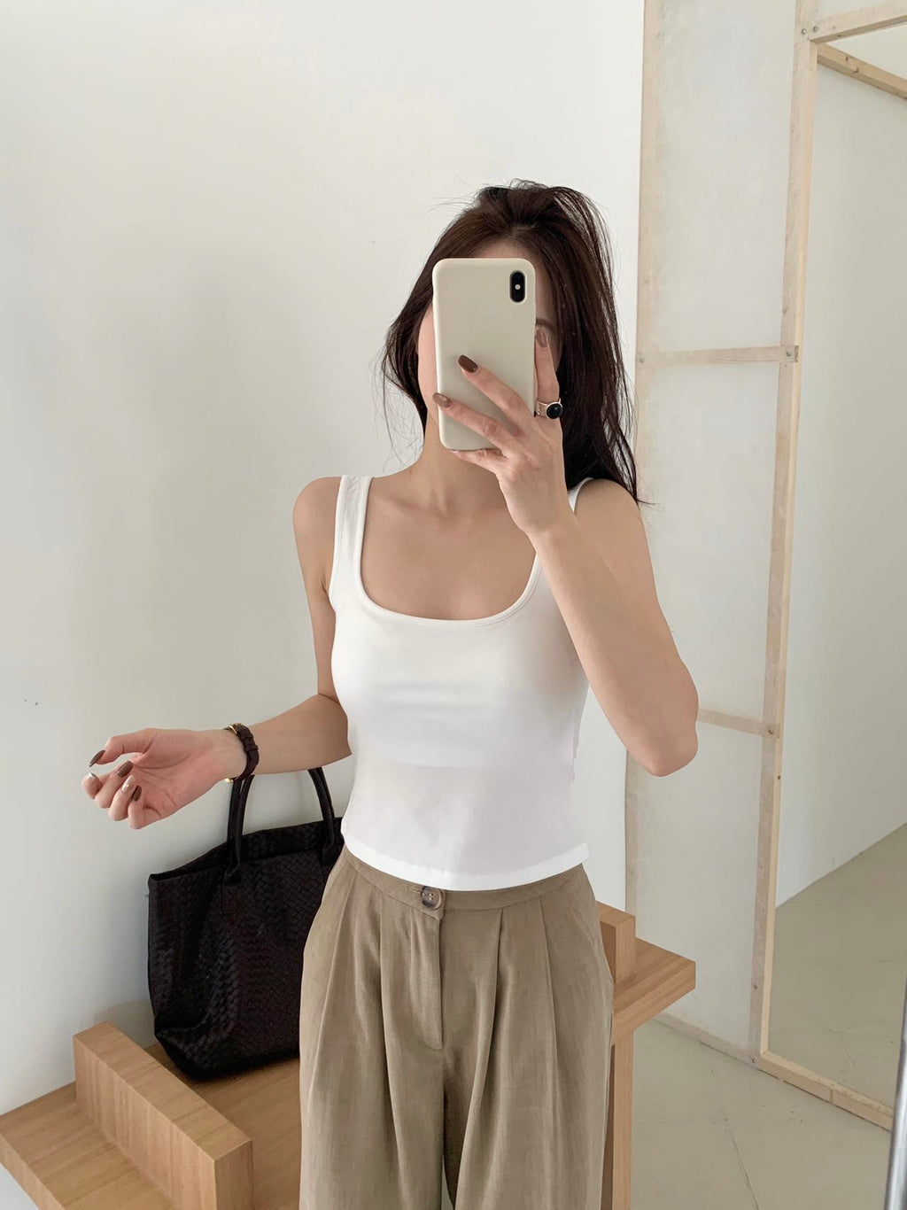 Lyocell Square Neck Camisole 3001 | Wide Strap Tank with Built-In Bra