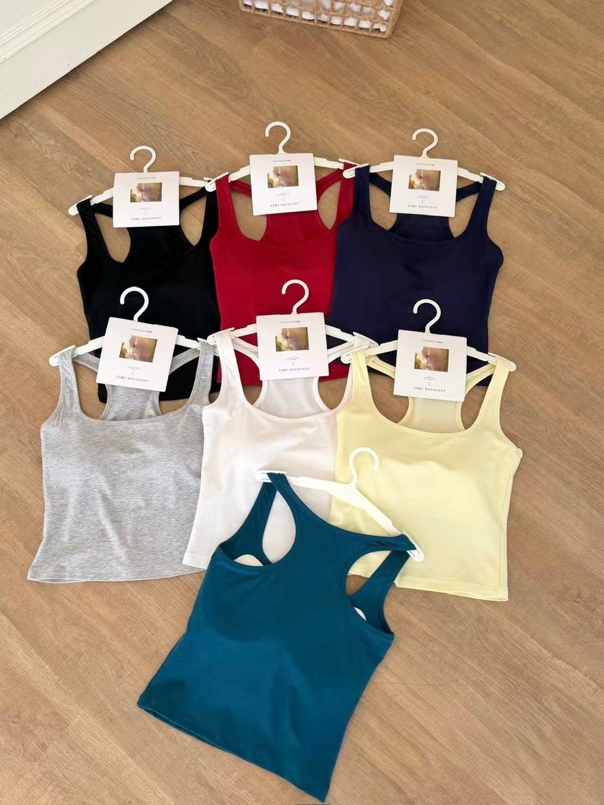 Lyocell Big U Neck Tank 3003 | Wide Strap Vest with Built-In Bra Pad