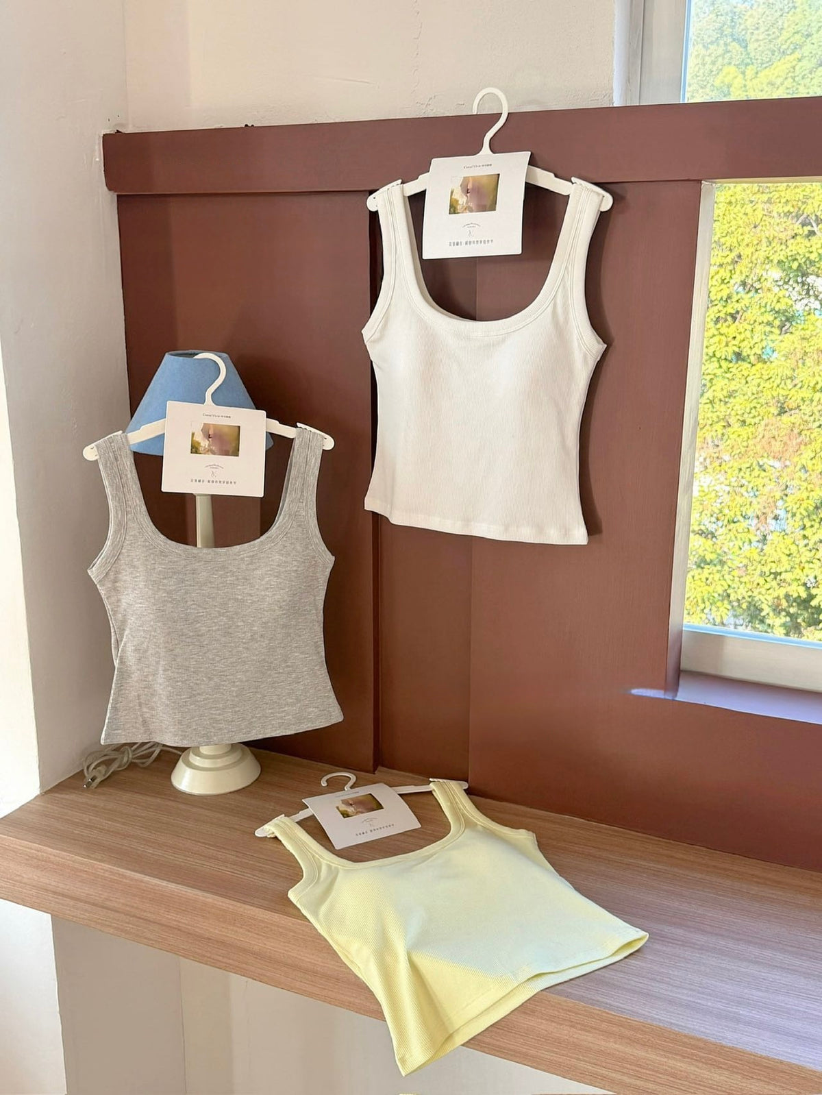Lyocell Cotton Big U Neck Tank 5001 | Wide Strap Vest with Built-In Bra Pad