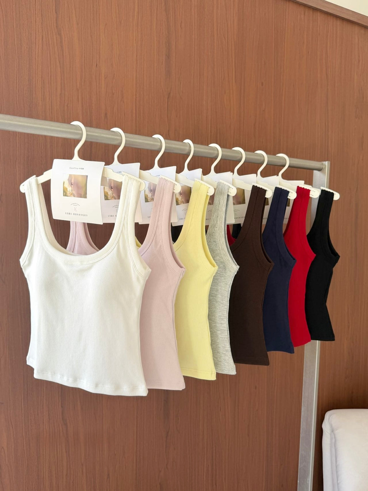 Lyocell Cotton Big U Neck Tank 5001 | Wide Strap Vest with Built-In Bra Pad