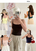 Lyocell Cotton Backless Cami 5022 | Thin Strap Tank with Built-In Bra Pad