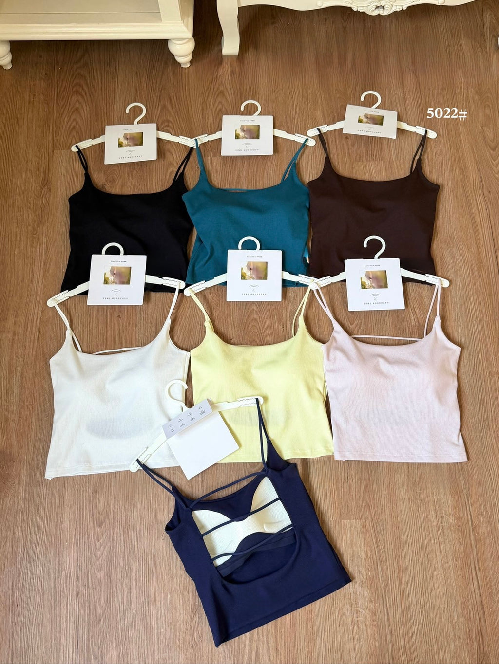 Lyocell Cotton Backless Cami 5022 | Thin Strap Tank with Built-In Bra Pad