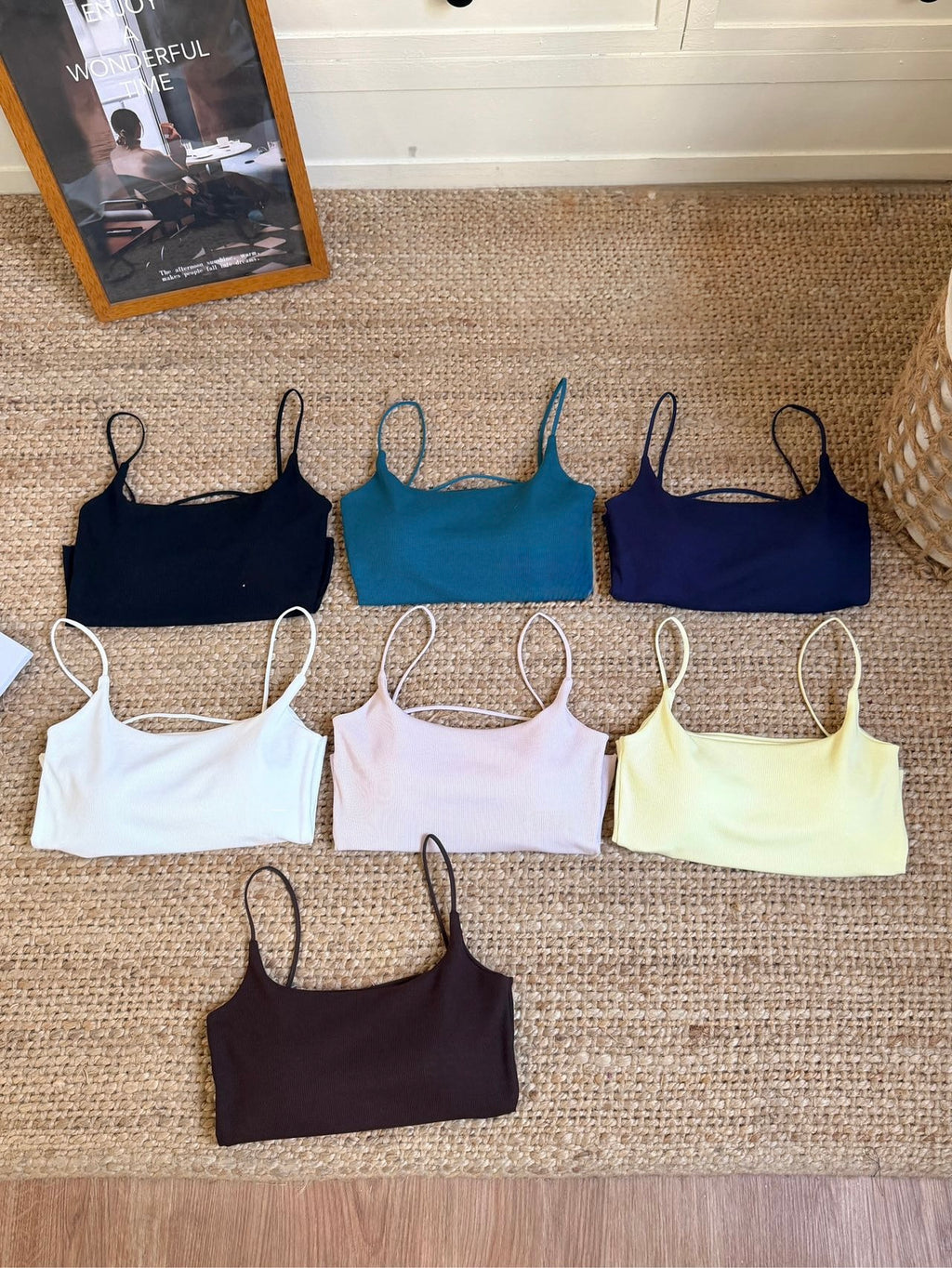 Lyocell Cotton Backless Cami 5022 | Thin Strap Tank with Built-In Bra Pad