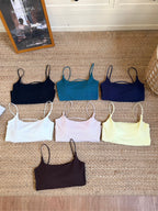 Lyocell Cotton Backless Cami 5022 | Thin Strap Tank with Built-In Bra Pad