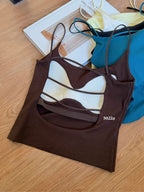 Lyocell Cotton Backless Cami 5022 | Thin Strap Tank with Built-In Bra Pad