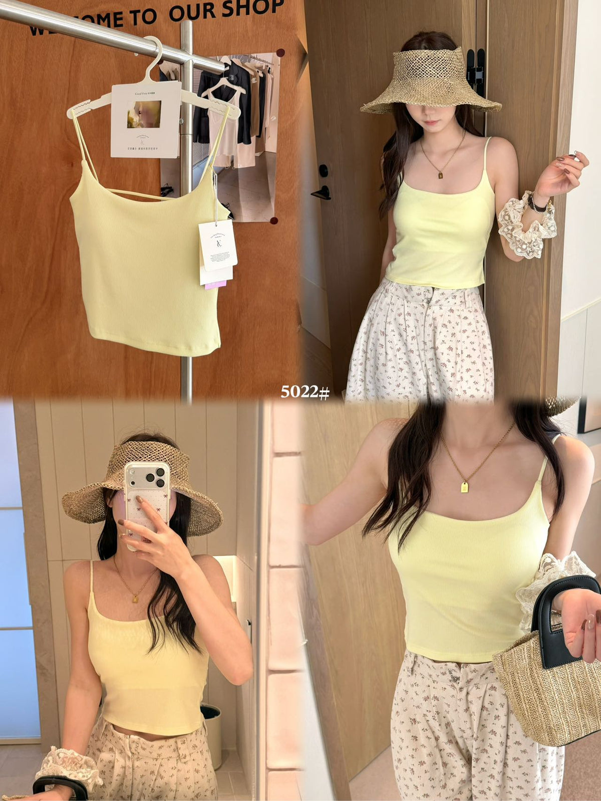 Lyocell Cotton Backless Cami 5022 | Thin Strap Tank with Built-In Bra Pad
