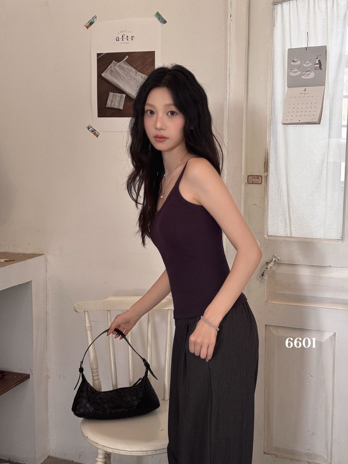 Ribbed Viscose Cotton Blend Fall Tank KW6601 | Thin Strap Vest with Built-In Bra Pad