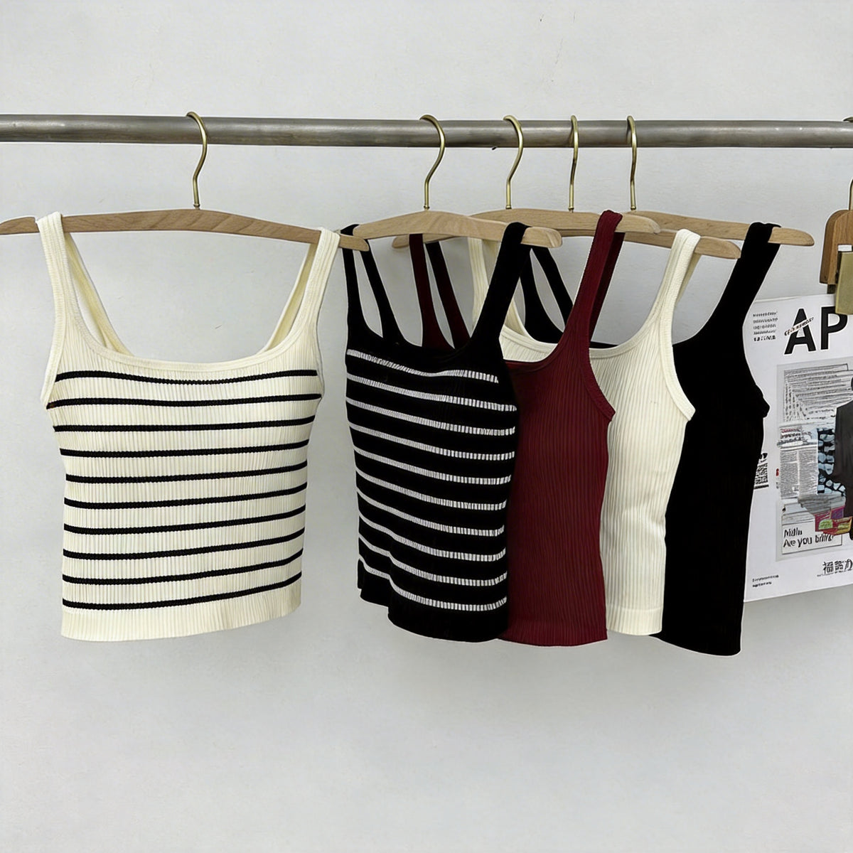 INS53 Ribbed Racerback Tank – Built-in Bra, One Size Fits Most